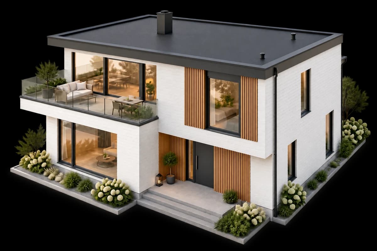 Illustrert hus med epdm