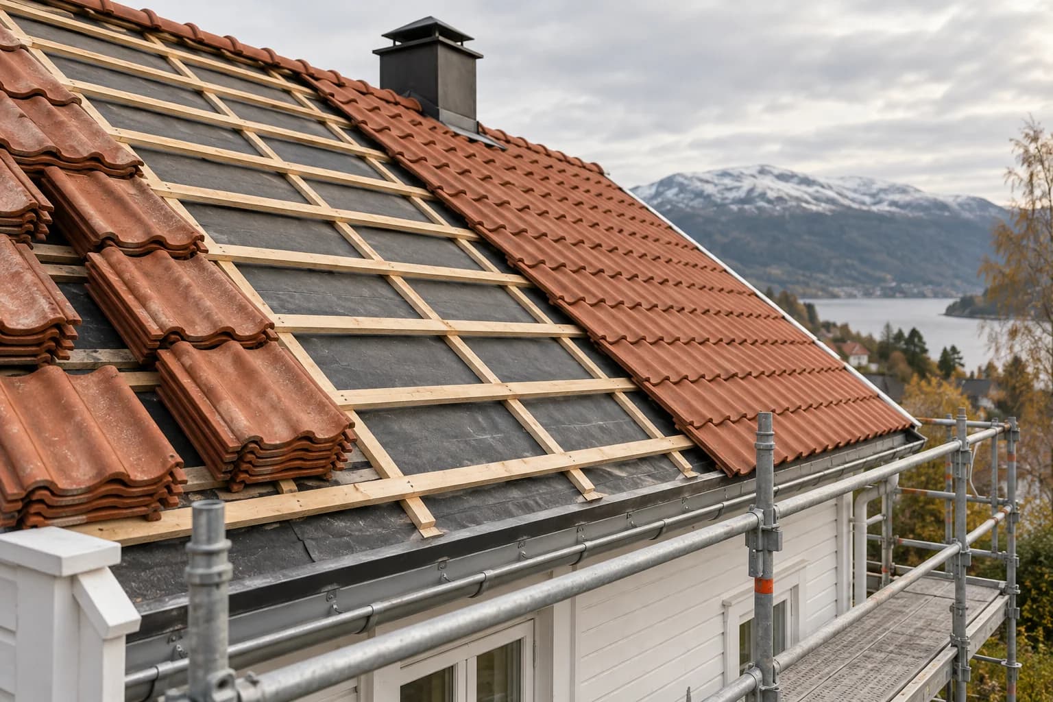 Illustrert tak med åpnet undertak
