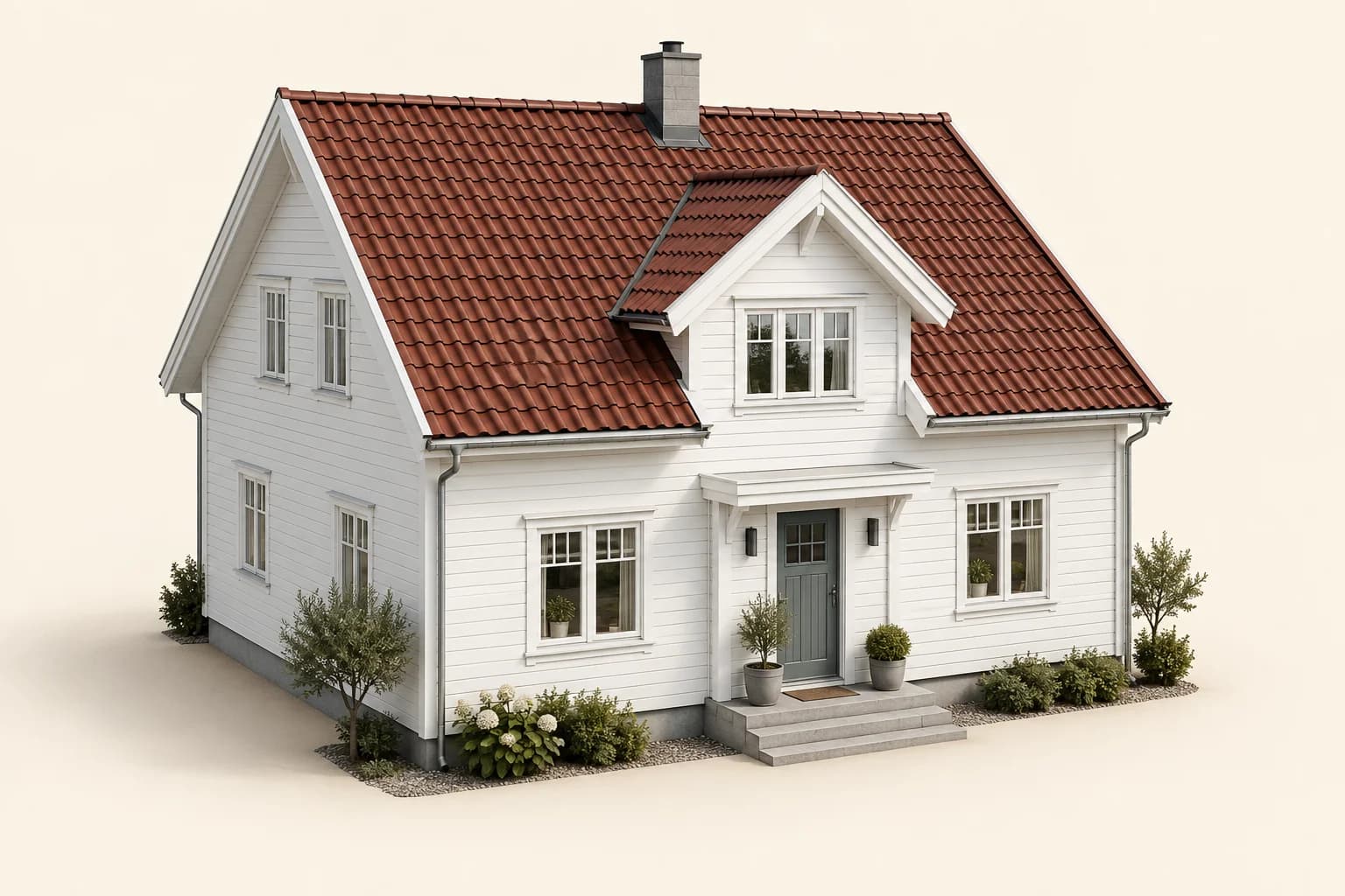 Samme hus illustrert med tegl · natur