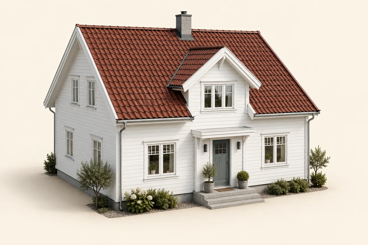 Samme hus illustrert med tegl · natur